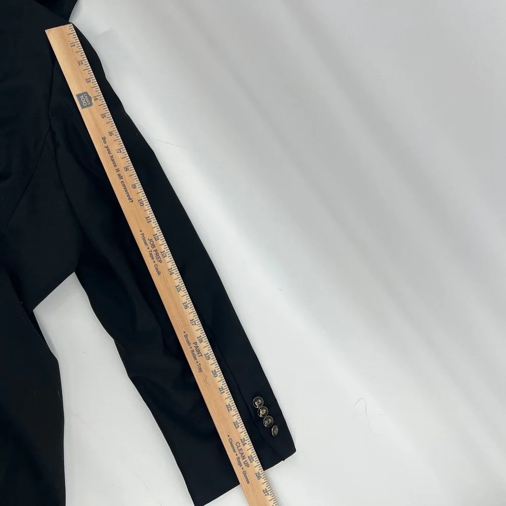 Mantoni Mens Super 140s Wool Blazer Black 3 Button Gold Crest Sport Coat 48L‎